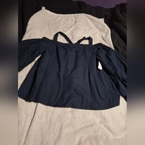Dark Blue Off-Shoulder Blouse